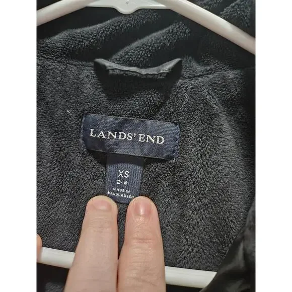 Land's End Black Puffer Jacket Fleece-lined Size XS 2 4 Women's - Picture 4 of 11